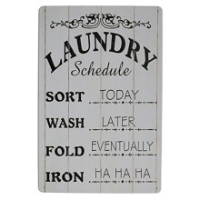 Laundry Schedule, Metal Tin Sign, Vintage Plaque Home Wall Decor