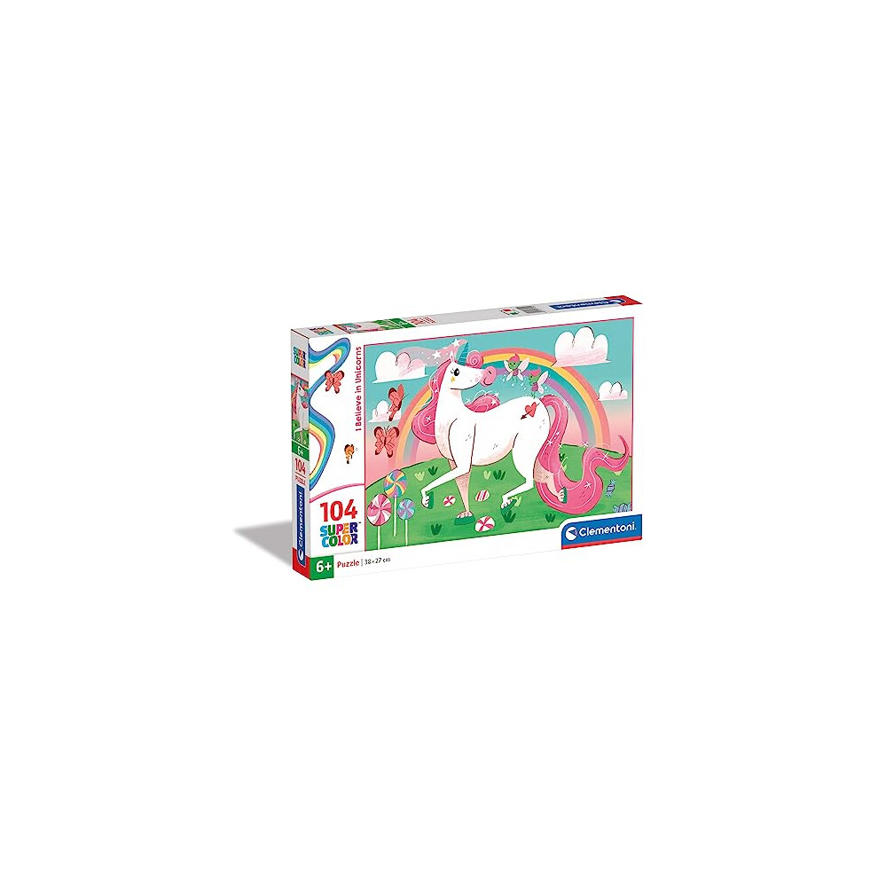 New Clementoni - 27109 - Supercolor Unicorn Brilliant - Puzzle For Children - 104 Pieces