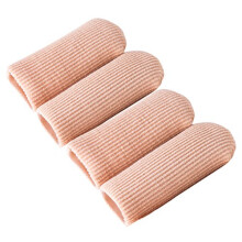 4pcs Adjustable Cuttable Gel Toe and Finger Cap Lined Gel Toe Covers Sleeves Ribbed Knit Toe Caps Silopad Digital Caps (Thumbs/Big Toes,XL)