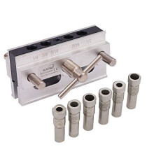 KATSU Self Centering Dowelling Jig Kit Imperial Sizes, Hole Drilling Guide Woodworking Positioner Locator Tool for Thick Timbers 105409