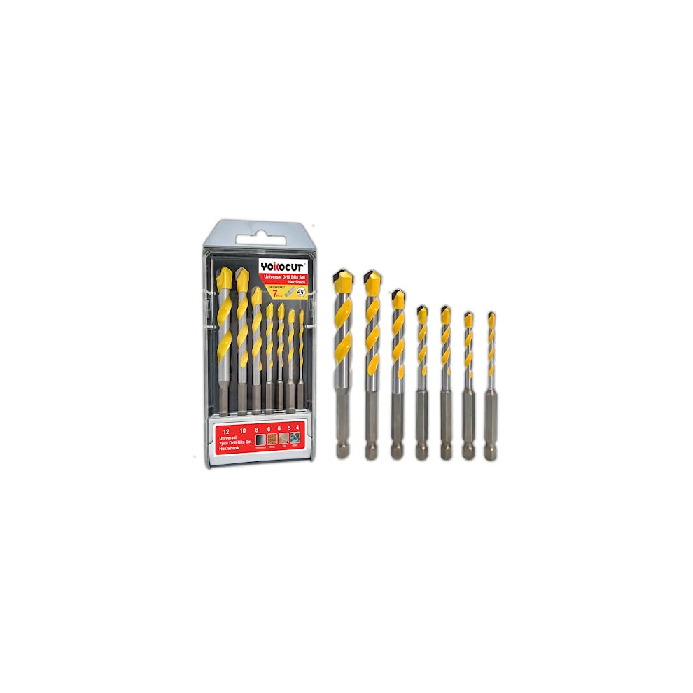 7Pcs Tungsten Carbide Masonry Drill Bit Set For Metal Steel Porcelain Ceramic Tile Concrete Brick Plastic Wood, Multi-Material Drill Bits Set, With 6939025604785