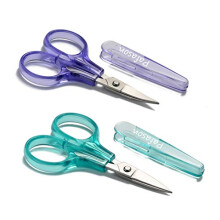 Sharpest & Precise Stainless Steel Curved Straight Thread Yarn Fabric Cutting Mini Scissors with Protective Cover - Ideal for Embroidery Quilting
