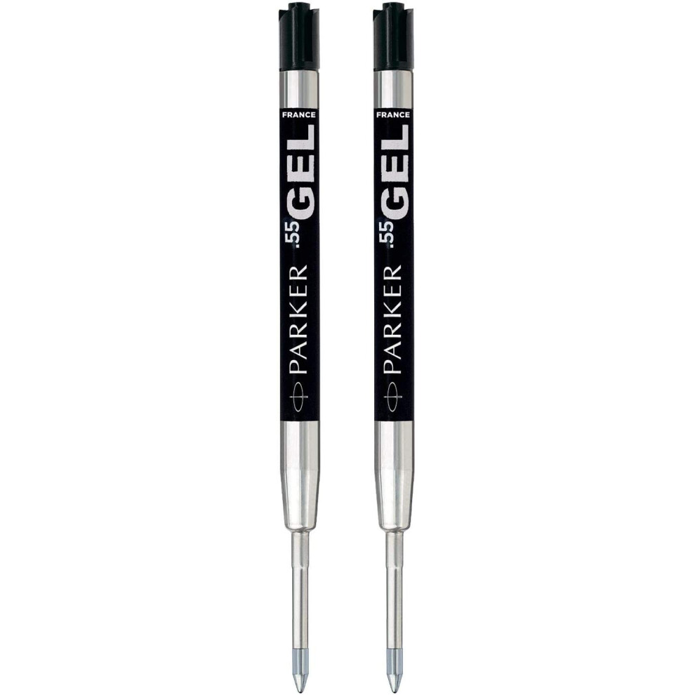 Parker Quink Gel Metal Ballpoint Pen Refills - 0.5Mm Fine Tip - Ink - Pack Of 2 Black