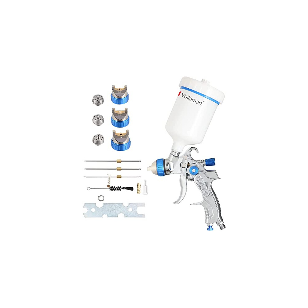 Hvlp Gravity Feed Air Spray Gun 600Cc Cup Paint Sprayer Airbrush Painting Tool Kit With 3 Nozzle 1.4Mm 1.7Mm 2.0Mm 700721661558