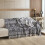 100% Cotton Bohemian Throw | King Size Bedspread | Sofa Throw | Bed Throw | Reversible Boho Throw Blanket | Elephant Pattern Grey Throw | Soft Blanket 2