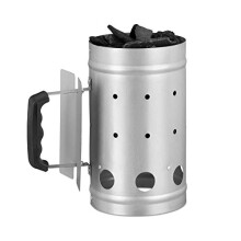Charcoal Chimney Starter, Steel, BBQ Lighter, Stove, Grill, H x Dia: 27 x 16 cm, Grill Ignition, Silver