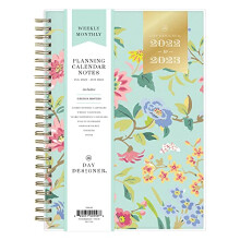 Day Designer for Blue Sky 2022-2023 Academic Year Weekly & Monthly Planner Notes, 5.8" x 8.6", Frosted Cover, Climbing Floral Mint (137884-A23)