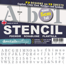 5 cm Tall Letter Stencil Kit - Roman Style Upper and Lower Case with Numbers and Symbols.