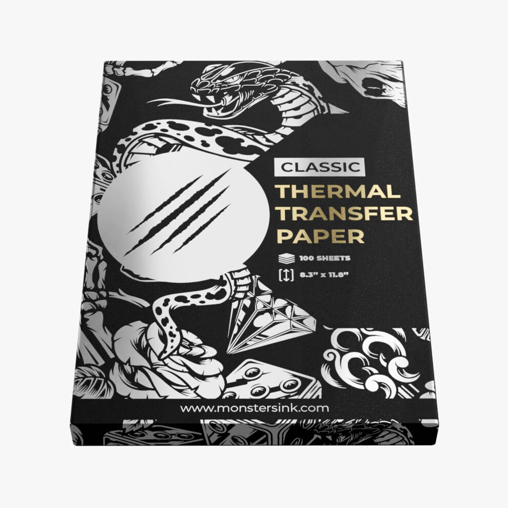 Monsters Ink Carbon Stencil Paper Tattoo Transfer Paper For Tattooing 100 Sheets 8.3" X 11.8" Tattoo Stencil Paper For Tattoo Stencil Printer, Transfer Paper