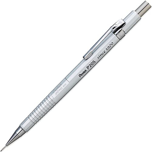 Pentel P205-1Z Mechanical Automatic Pencil - 0.5mm Lead - Silver - Single Pencil