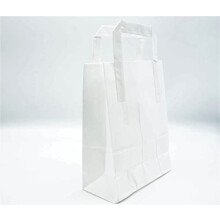 - Pack of 90 Bags - White Paper SOS Party Gift Take Away Block Bottom Strong Carrier Bags With Flat Handle - Various Quantities (90)