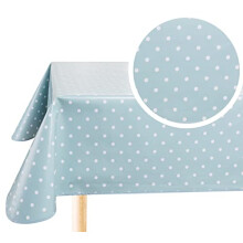 Rectangular Oilcloth PVC Wipe Clean Tablecloth Table Cover 140cm x 240cm 55x94 Polka Dot Duck Egg Green Blue