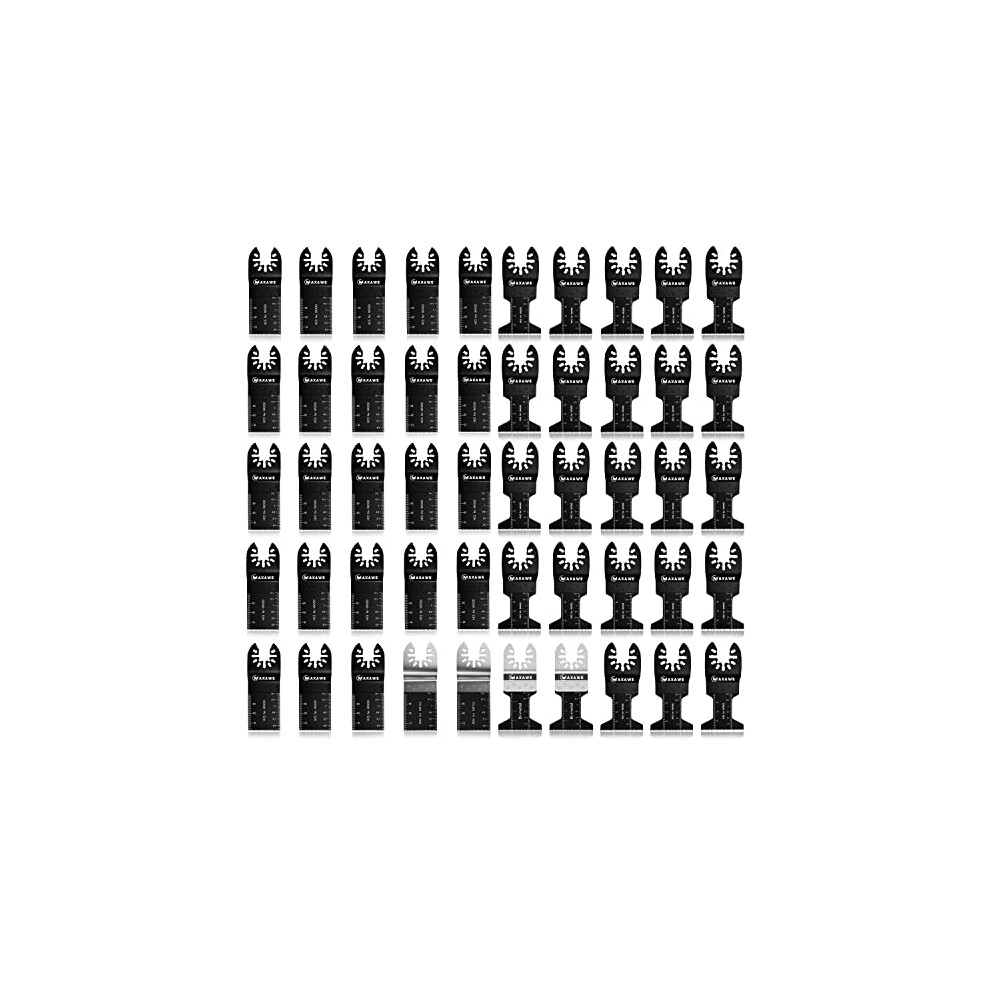 52 PCS Multitool Blades, Oscillating Saw Blades Set Quick Release Multitool for Plastic Wood Metal Cutting, Compatible with Dewalt Makita Milwaukee