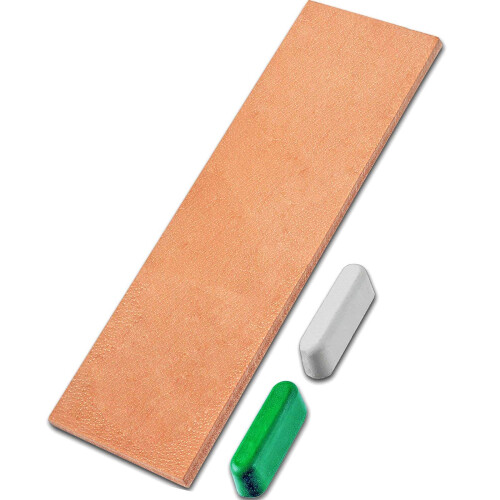 Leather Honing Strop for Knife Sharpening with Polishing Compound 3 Inch by 12 Inch Double Sided Stropping Leather Knife Strop and Stropping Compound