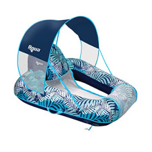 Zero Gravity Chair with Canopy Removable Canopy Fixed Seat 42inx40in Blue Ferm Print - Cool Mesh