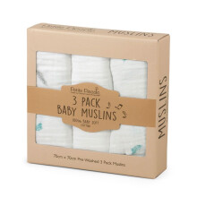Super-soft Baby Muslins with Floating Feather Design 70cm x 70cm, Pack of 3