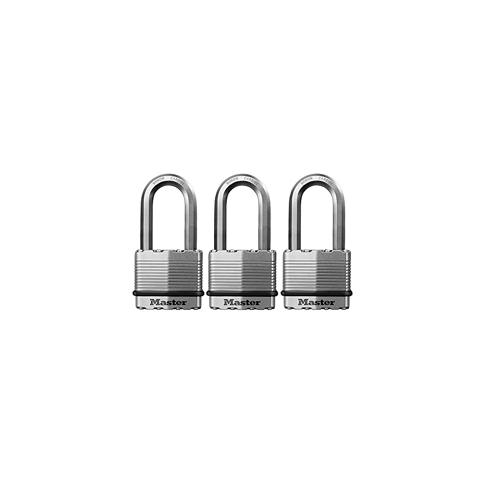 M5XTRILH Magnum Heavy Duty Outdoor Padlock with Key, 3 Pack Keyed-Alike