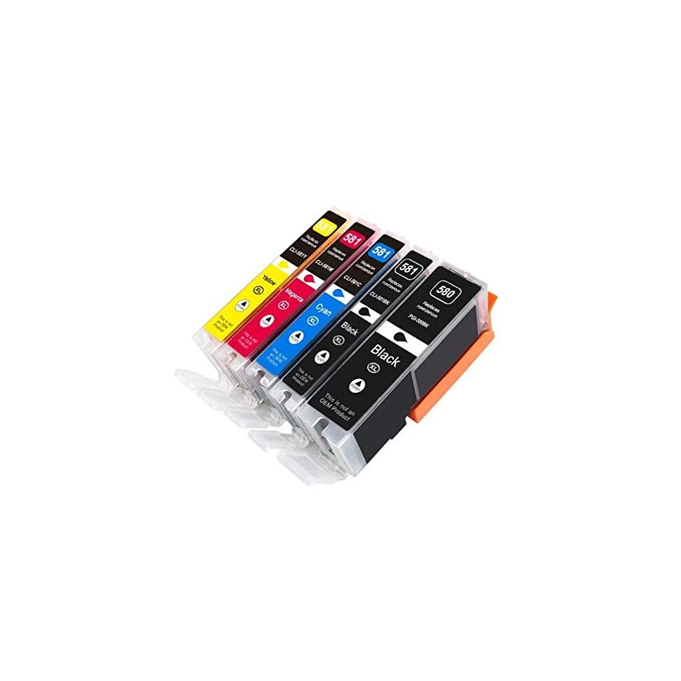5Pk Pgi-580Xxl Cli-581Xxl Ink Cartridges Compatible With Canon Pixma Tr7550 Tr8550 Ts6150 Ts6151 Ts8150 Ts8151 Ts8152 Ts9150 Ts9155 5 Pack(1Pgbk, 7426852214519
