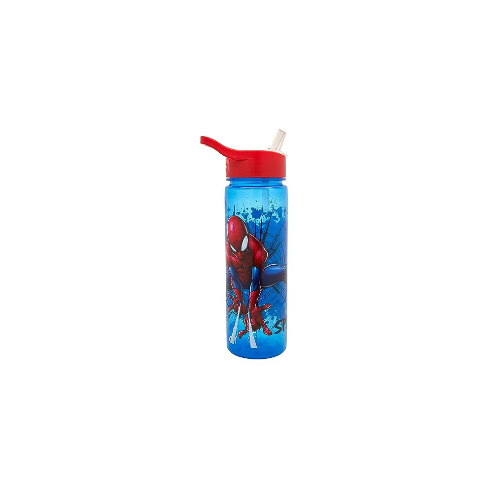 Spider-man Graffiti Water Bottle Flip Up Straw 600ml â Official Merchandise by Polar Gear â Kids Reusable Non Spill - BPA Free - Recyclable