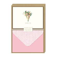 Floral Bouquet - Boxed Thank You Notecards with Gold Foil Details and co-ordinating printed envelopes, Pack of 10