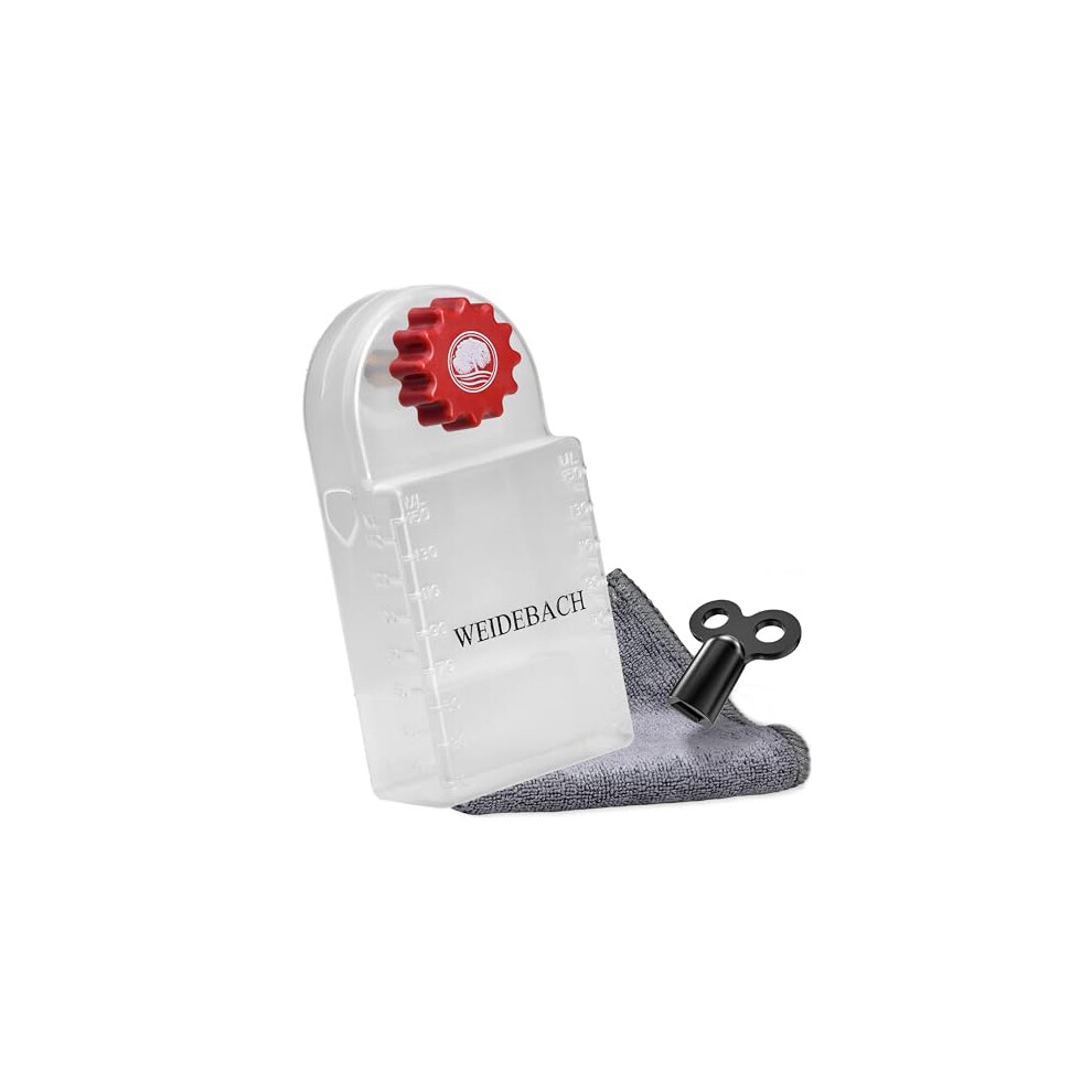 Weidebach Radiator Vent Key With Collection Container (140Ml), Radiator Ventilator Including Microfiber Cloth & Mini Vent Key For Tight Spaces, 8720849521185