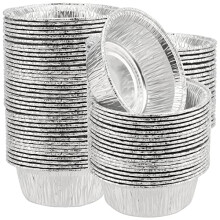 100 Pack Foil Pie Dish, 12x8.8x4.5cm Round Aluminum Foil Pie Tray Cases, Tin Foil Bowl Pan for Kitchen Baking, BBQ, Camping