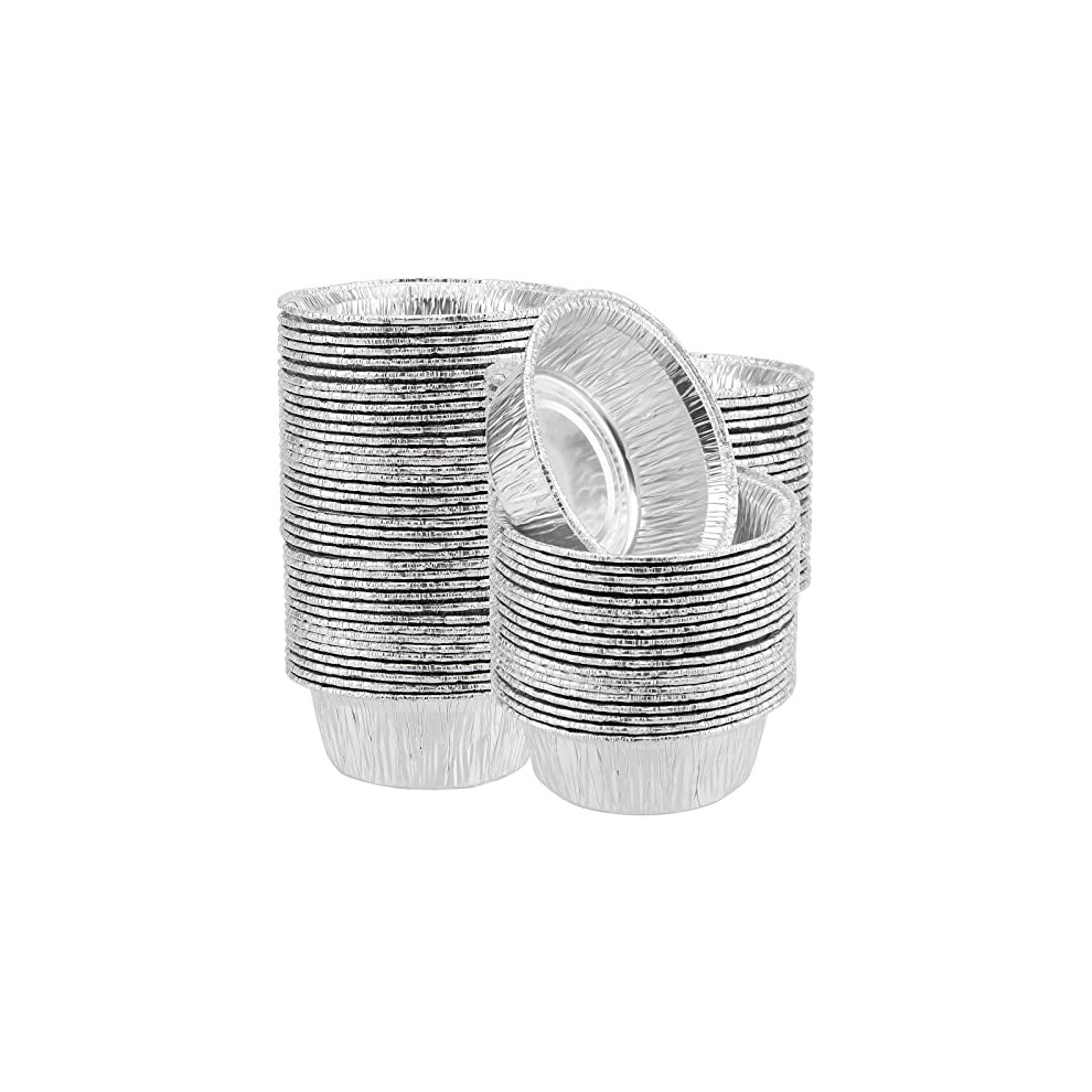 100 Pack Foil Pie Dish, 12x8.8x4.5cm Round Aluminum Foil Pie Tray Cases, Tin Foil Bowl Pan for Kitchen Baking, BBQ, Camping