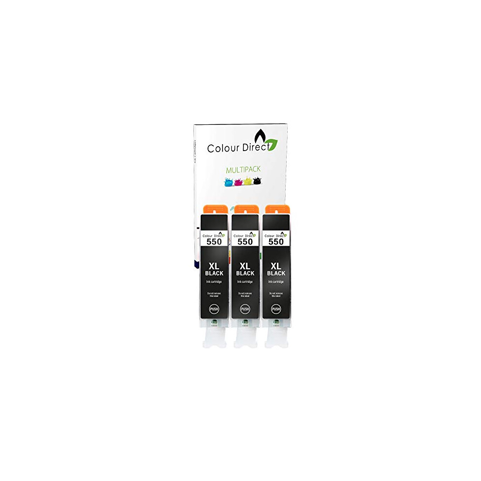 Colour Direct Pgi-550 Pgi-550Xl Compatible Ink Cartridges For Canon Pixma Ip7250 Mg5650 Mx925 Mg6450 Ix6850 Mg5550 Mx920 Mx725 Ip8750 Mg6350 Mg5450 Mg6650-3 X Black