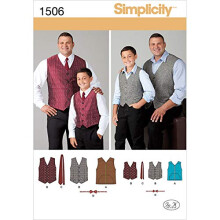 Sewing Pattern 1506: Husky Boys' and Big and Tall Men's Vests, Size A, Paper, White, A (S-L / 1XL-5XL)