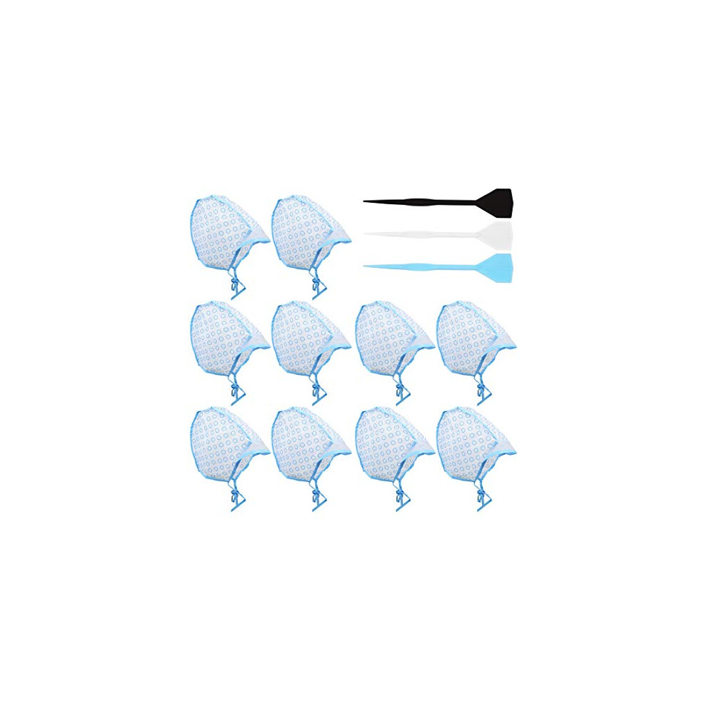 Lamure 10 Pack Disposable Highlight Tipping Cap With Plastic Hooks Hair Highlighting Cap Hair Coloring Dye Cap For Salon And Home Dyeing Hair