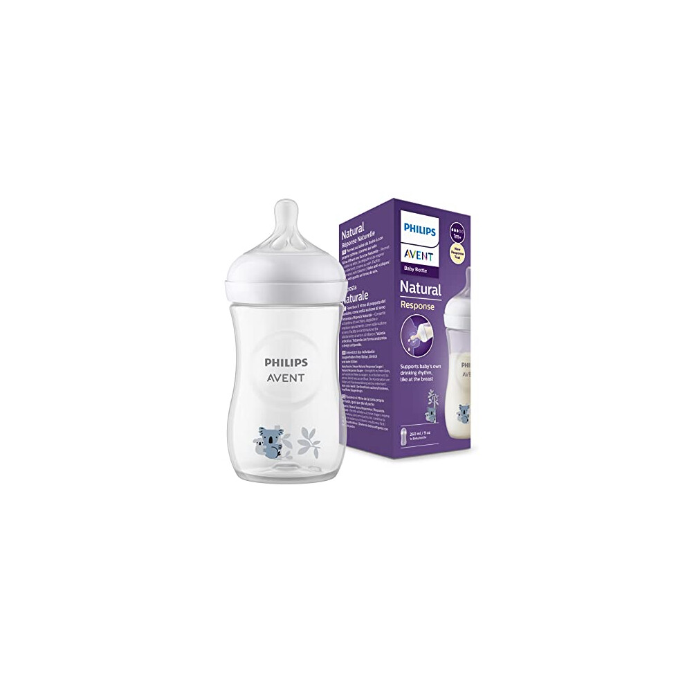 Philips Avent Natural Response Baby Bottle - 260Ml Baby Milk Bottle, Bpa Free For Babies 1 Month+, Koala Pattern (Model Scy903/67)
