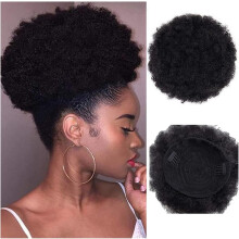 Synthetic Afro Puff Drawstring Ponytail Short Kinky Curly Hair Bun Extension Clip in Ponytail Hairpieces Short Curly Updo Hair Afro Bun Afro Chignon