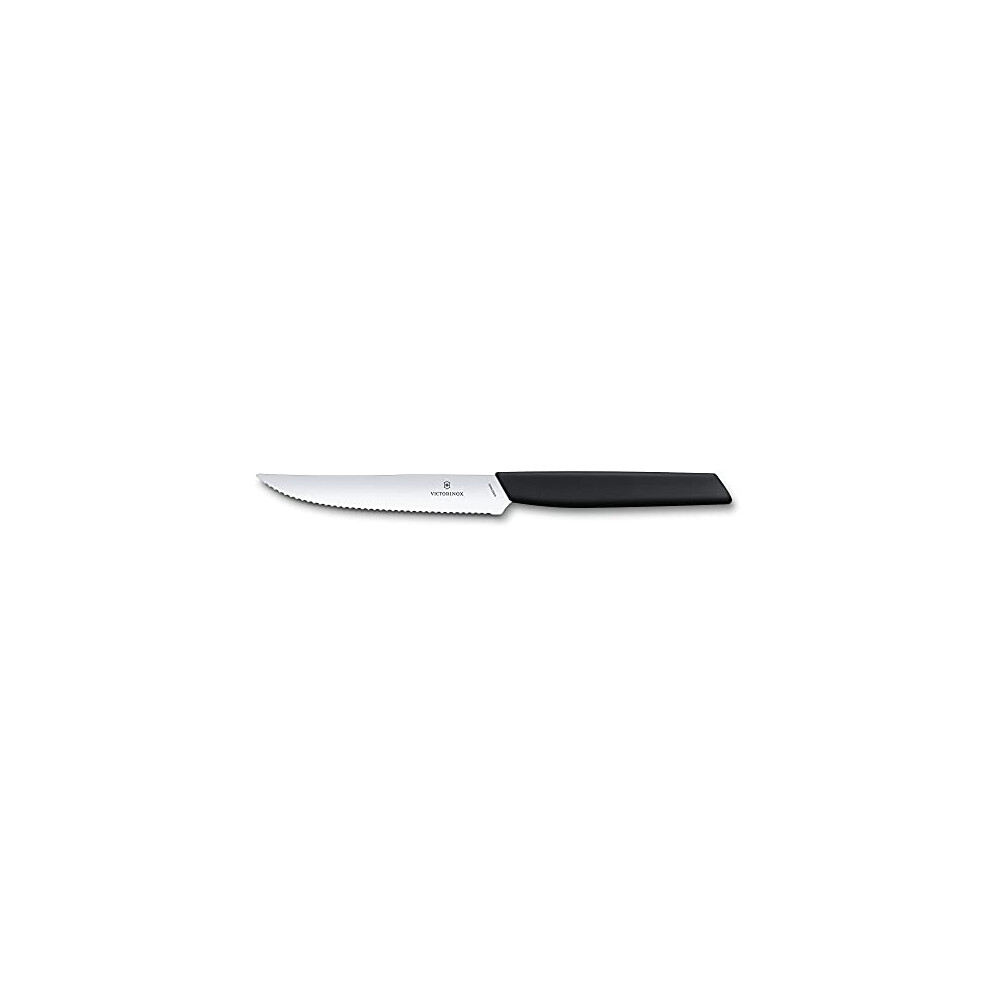 6900312WB Swiss Modern, Steak Knife, 2 Pieces, Wavy Edge, 12 cm, Black, Blister