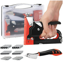 Heavy Duty Staple Gun Set, 3-in-1Manual Nail Gun Kit with 2400 Staples and Stapler Remover, Upholstery Stapler for Fixing Material, Decoration,
