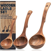 Cucchiaio in legno set di 3 dimensioni cucine in legno cucina cucina con ganci posteriori per pentola e ciotola set di cucchiai in legno antiaderente