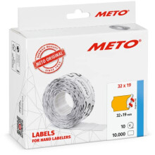 Price Gun Labels (3219 mm, Two-line, 10,000 Labels, Fluorescent Orange, Permanently Adhesive, for METO, Contact, Sato, Avery, Tovel, Samark etc.)