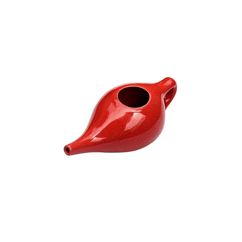 Ancientimpex Ancient Impex Ceramic Neti Pot With 5 Sachets Of Neti Salt | Natural Treatment For Sinus, Infection And Congestion - Red Color Crackle Pattern