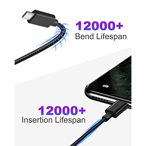 Micro USB Cable 5M, Long Micro Charger Cable, Android Charging Cable Nylon Braided, Compatible With PS4 controller charger cable,Samsung S7/ S6/ S5, 2