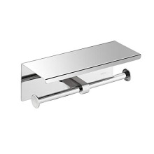 Toilet Roll Holder, Double Toilet Paper Holder with Phone Shelf, 8K Mirror Shiny SUS304 Stainless Steel Paper Holder Rack, Wall Mounted Double Roll
