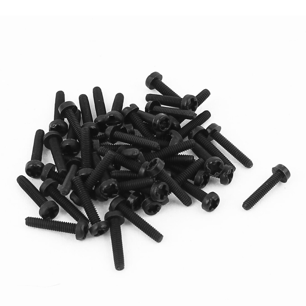 Sourcing Map M2 X 10Mm Nylon Phillips Cross Pan Head Machine Screws Black 50 Pcs 712662041238