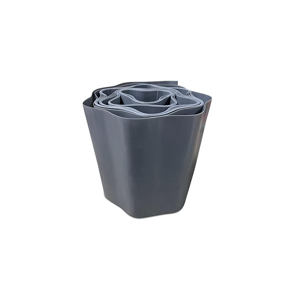 9M Lawn Edging Grey Flexible Plastic Weatherproof Frost Resistant 15Cm Height - Mypurecore 5060603861939