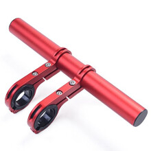 Bike Handlebar Extender Aluminum Alloy Bracket Extension for Bicycle Speedometer Mount Headlight Flashlight Lamp Holder (Red 20cm Double Clamp)