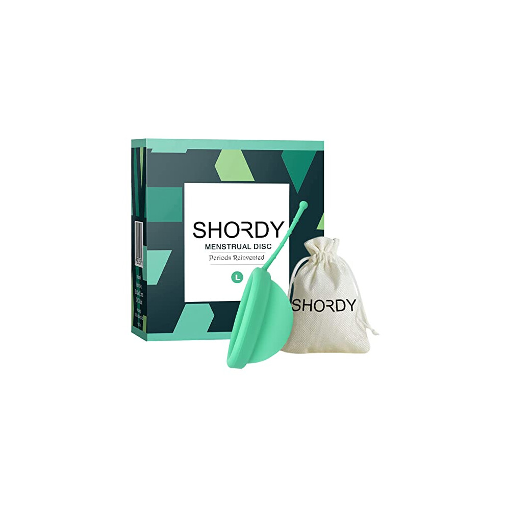 Shordy Reusable Menstrual Disc (Large) With Storage Bag, Medical-Grade Silicone, Soft Period Disc, Heavy Flow Kit, Feminine Hygiene & Care | Tampons, Pads &