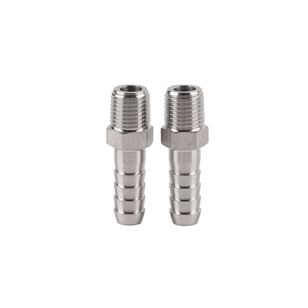 2Pcs 1/4In Hose Barb Quick Connector, Coupler Air Fitting, Stainless Steel Air Hose Fittings, Bspt Male Thread Connector + Barb Joint Quick Coupling 8888839871600