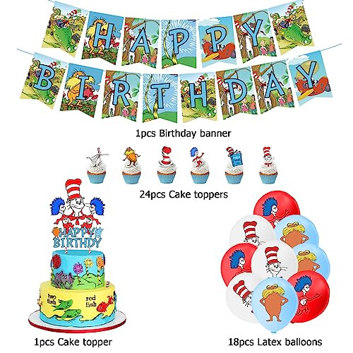 Birthday Balloons the Cat in the Hat Birthday Decorations the Cat in ...