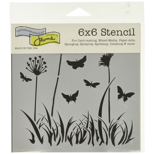 Mini Butterfly Meadow Template, Black/ White