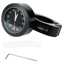 Motorcycle Handlebar Clock, Waterproof Aluminum Alloy Handlebar Mount Clock Watch Hand Grip Bar Watch Accessory for Universal Motorcycles (Black)