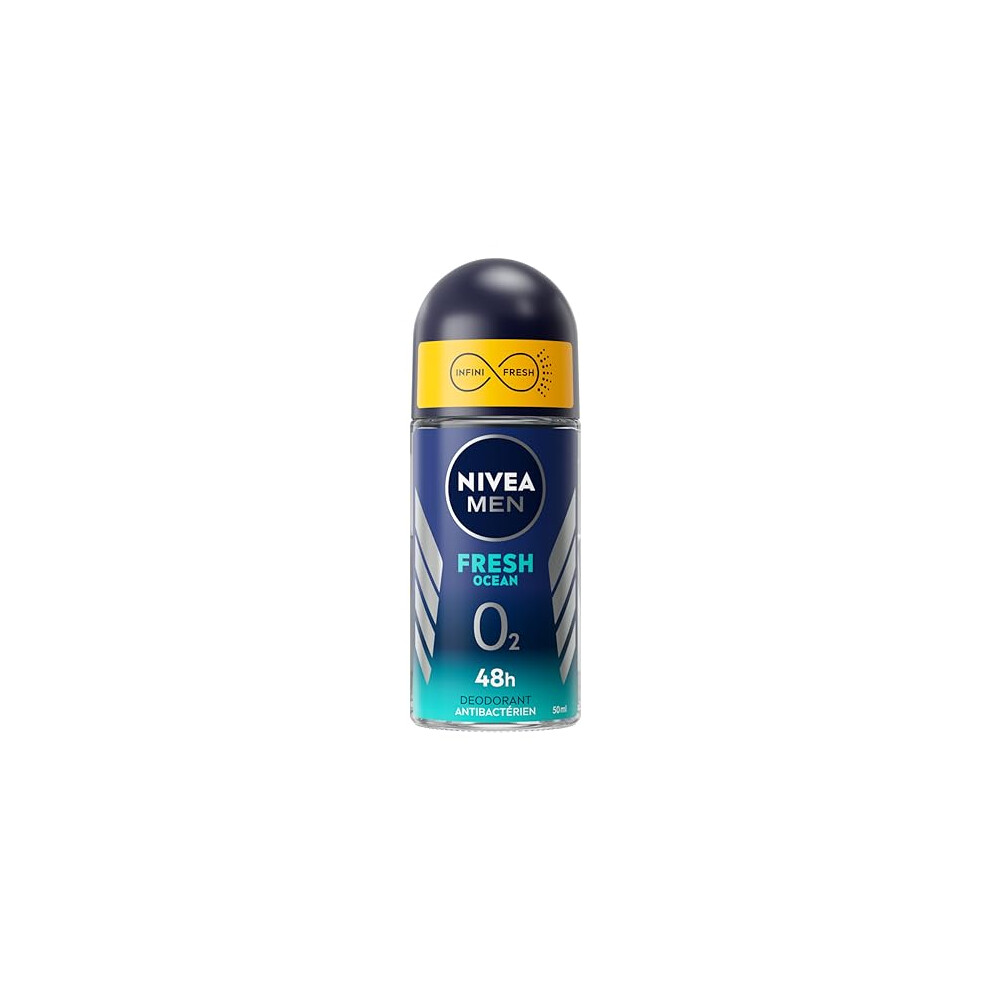 Men Roll-On Deodorant Fresh Ocean 0% (1 x 50 ml), Men's 48-Hour Protection Deodorant, Men's Care Without Aluminium Salt & Fresh Feel