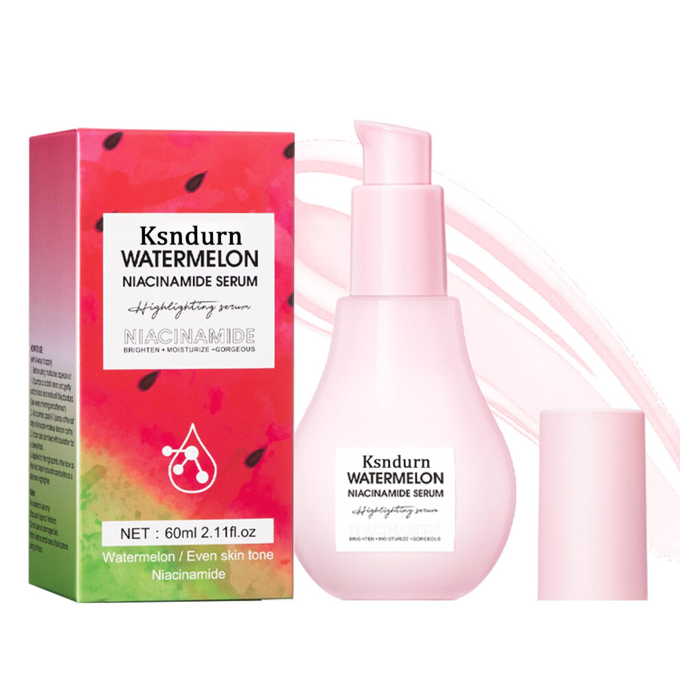 Ksndurn Watermelon Glow Niacinamide Moisturize Serum, Facial Serum With Hyaluronic Acid Glycerin Vitamin E - Lightweight Facial Serum & Priming Liquid