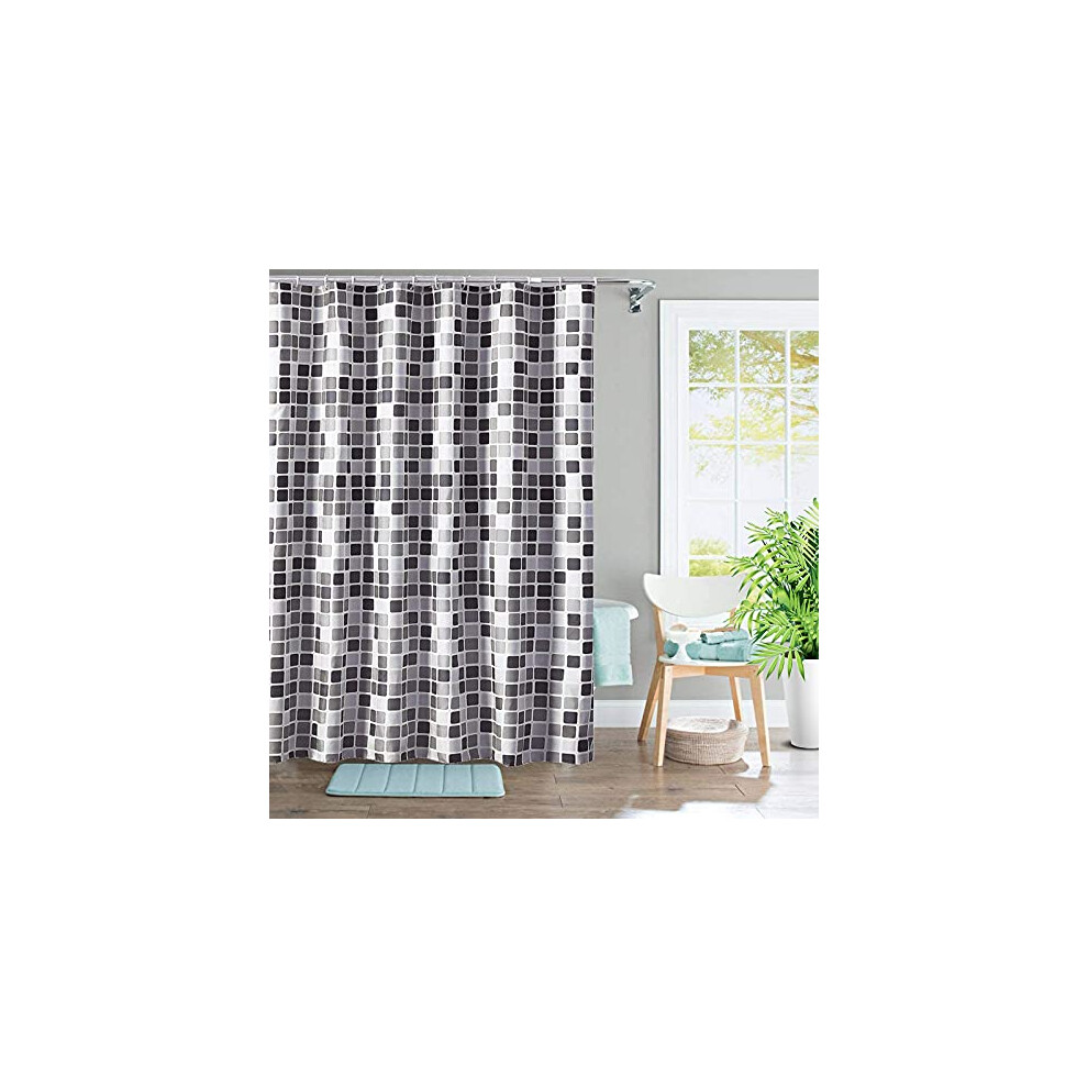 Household Shower Curtain, Mosaic Thick Waterproof Mildew-proof Bathroom Curtain, 180 * 180cm Polyester Fabric Super Wide Long Shower Curtain